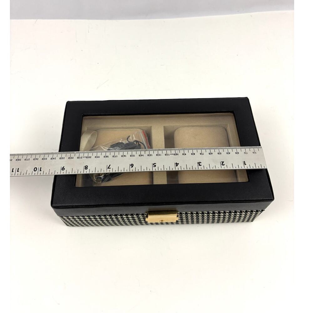 4 Slot Watch Box With Lock Watch Storage Box Houndstooth‎ Pattern - Picture 10 of 16